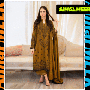 3 PC Winter collection Embroidered ,Damen patch embdry , Shall fabric with embroidery ,Trozer plan by KSH Aimal Meer