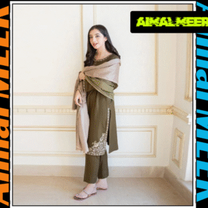 3 PC Winter collection Embroidered ,Damen patch embdry , Shall fabric with embroidery ,Trozer plan by KSH Aimal Meer