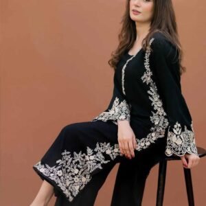 2 PC FRONT FULL EMBROIDERED SLEEVES FULL EMBROIDERED DYED TROUSER