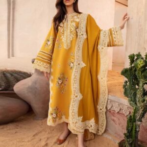 WINTER COLLECTION 3pc WITH EMB DUPPATA  FRONT FULL DAMAN PATCH EMB SLEEVES by KASHAN AIMAL MEER