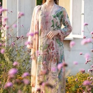 03PCS UNSTITCHED SUIT FABRIC Digtal printed linen BY K AIMAL MEER