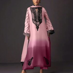 Tie N Die Digital printed 3pc Shamooz Silk Fabric detail Silk digital printed BY K AIMAL MEER