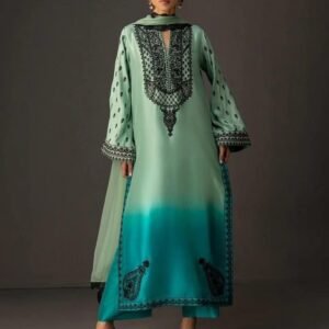 Tie N Die Digital printed 3pc Shamooz Silk Fabric detail Silk digital printed BY K AIMAL MEER (Copy)