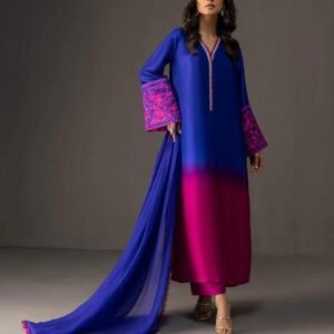 Tie N Die Digital printed 3pc Shamooz Silk Fabric detail Silk digital printed BY K AIMAL MEER 20116