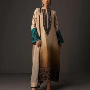 Tie N Die Digital printed  3pc Shamooz Silk Fabric detail  Silk digital printed BY K AIMAL MEER 20121